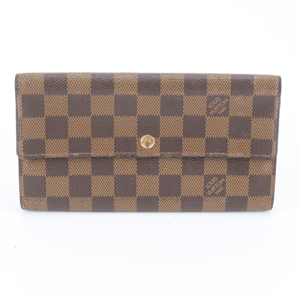 Louis Vuitton Damier Pochette Porte Monnaie Credit N61725 Leather Long Wallet...